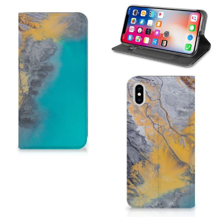 Apple iPhone Xs Max Standcase Marble Blue Gold