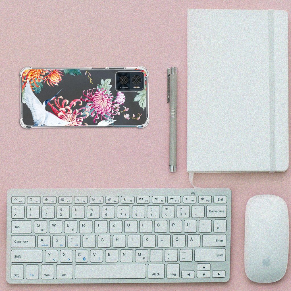 Motorola Moto E22 | E22i Case Anti-shock Bird Flowers B2C Telecom