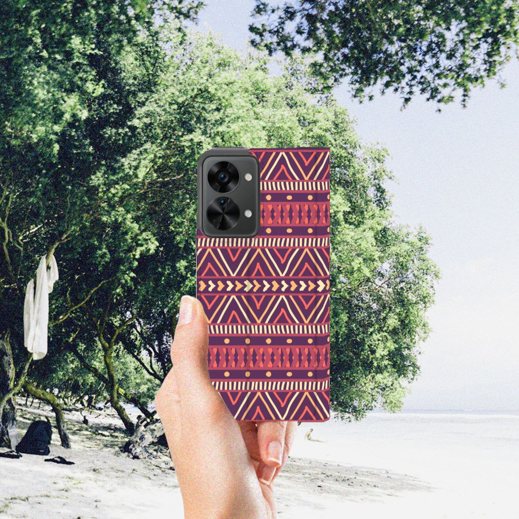 OnePlus Nord 2T Hoesje met Magneet Aztec Paars - B2C Telecom