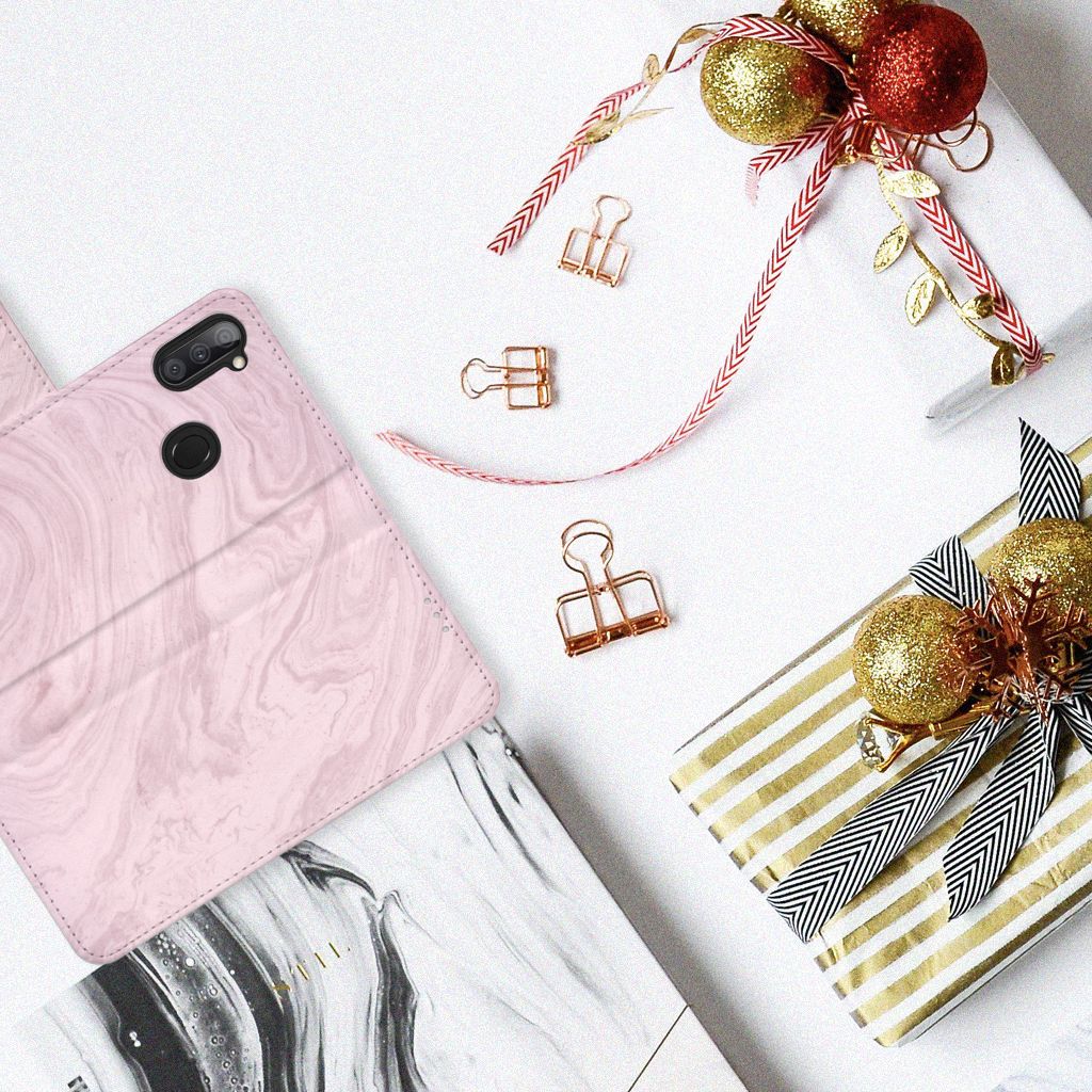 Samsung Galaxy M11 | A11 Bookcase Marble Pink - Origineel Cadeau Vriendin