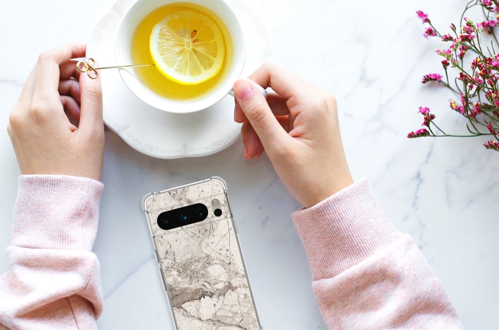 Google Pixel 8 Pro Anti-Shock Hoesje Marmer Beige B2C Telecom
