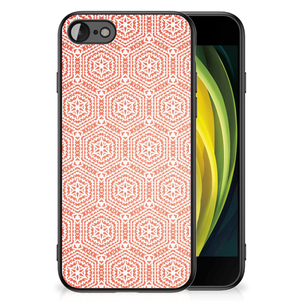 iPhone SE 2022 | SE 2020 | 7/8 Back Case Pattern Orange showcasing an orange patterned design with a black border.