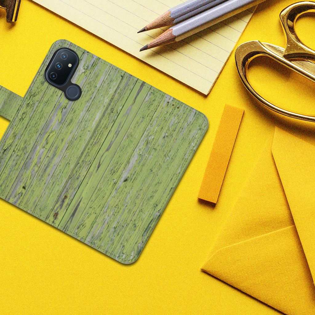 OnePlus Nord N100 Book Style Case Green Wood