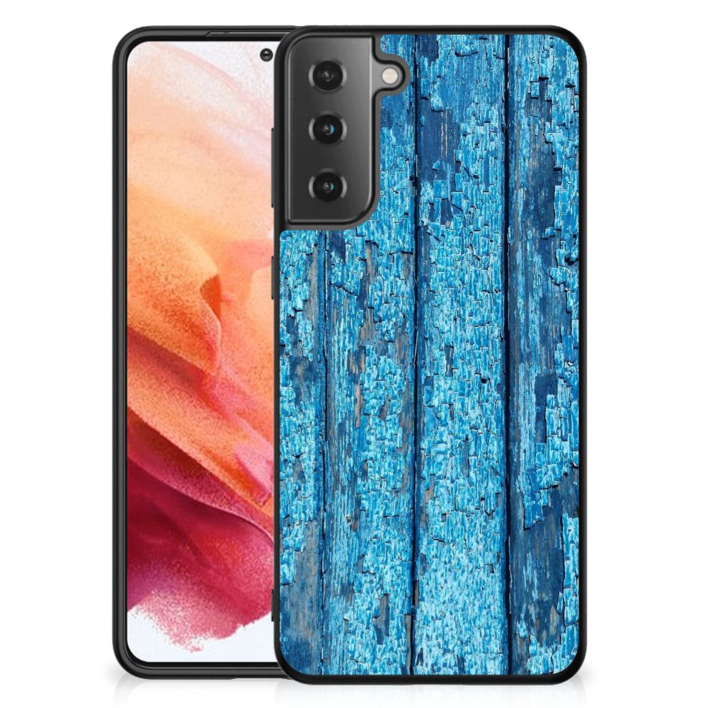 Samsung Galaxy S21 Houten Print Telefoonhoesje Wood Blue