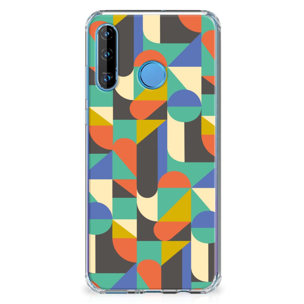 Huawei P30 Lite Doorzichtige Silicone Hoesje Funky Retro