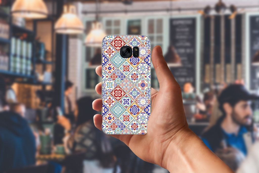Samsung Galaxy S7 TPU Siliconen Hoesje Tiles Color
