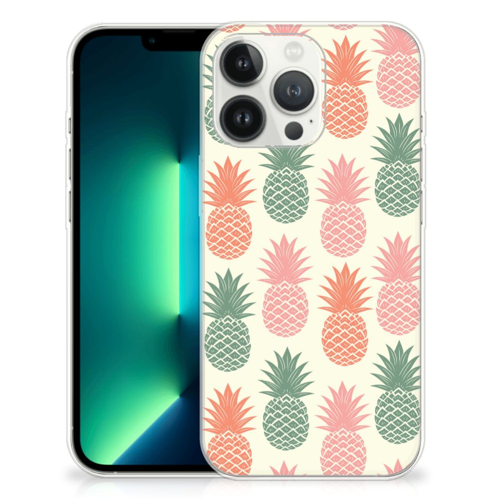 iPhone 13 Pro Max Siliconen Case Ananas met kleurrijke ananaspatroon đē.