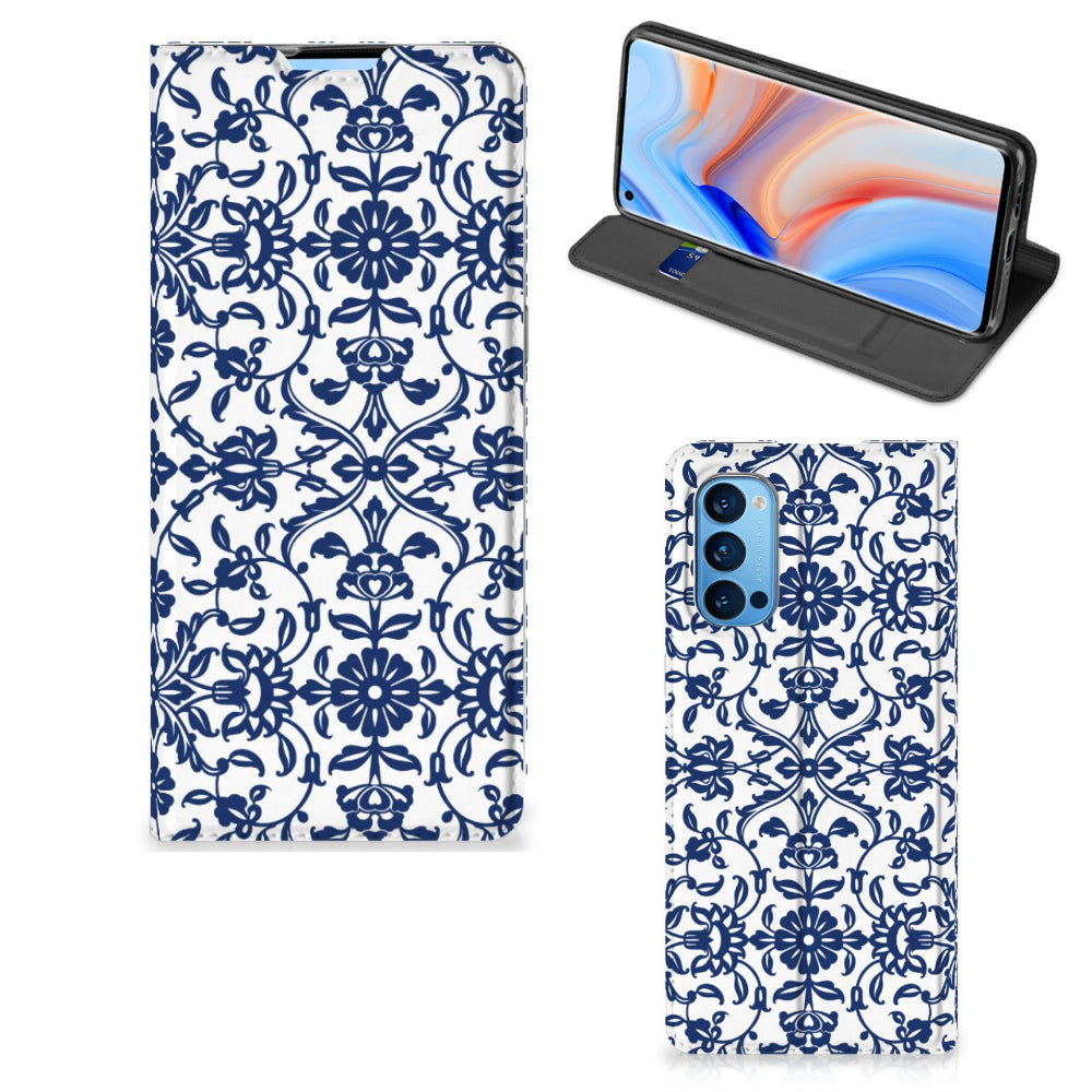 OPPO Reno4 Pro 5G Smart Cover Flower Blue