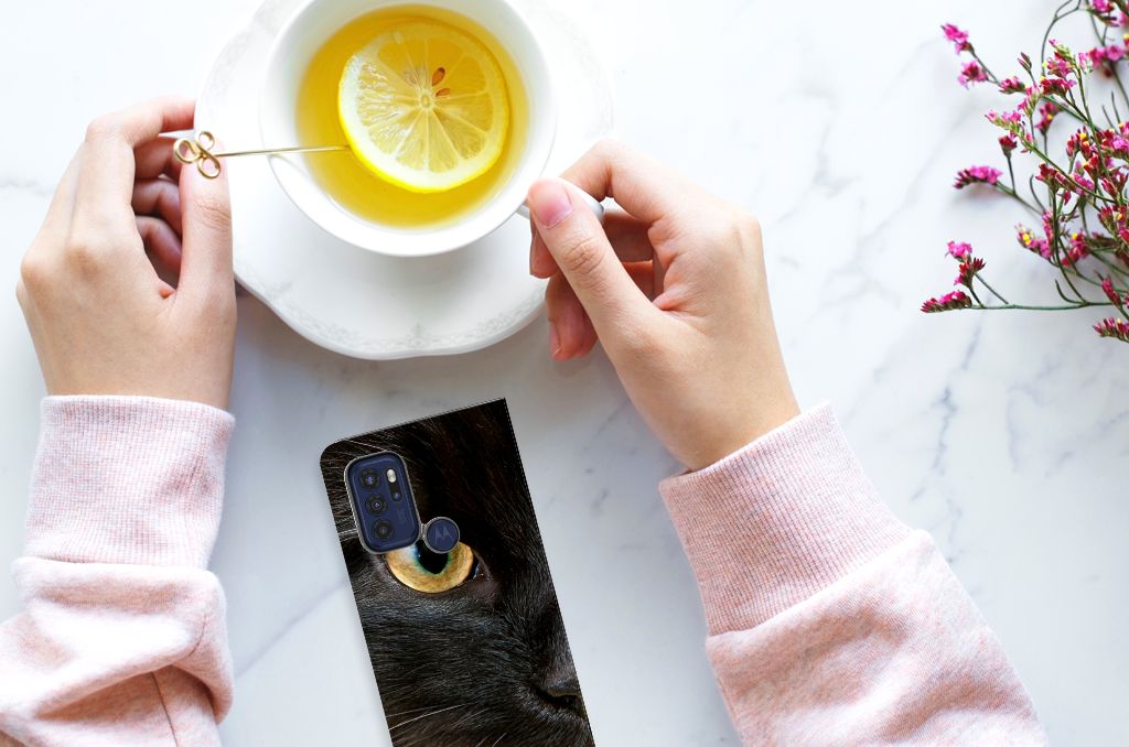 Motorola Moto G60s Hoesje maken Zwarte Kat - B2C Telecom