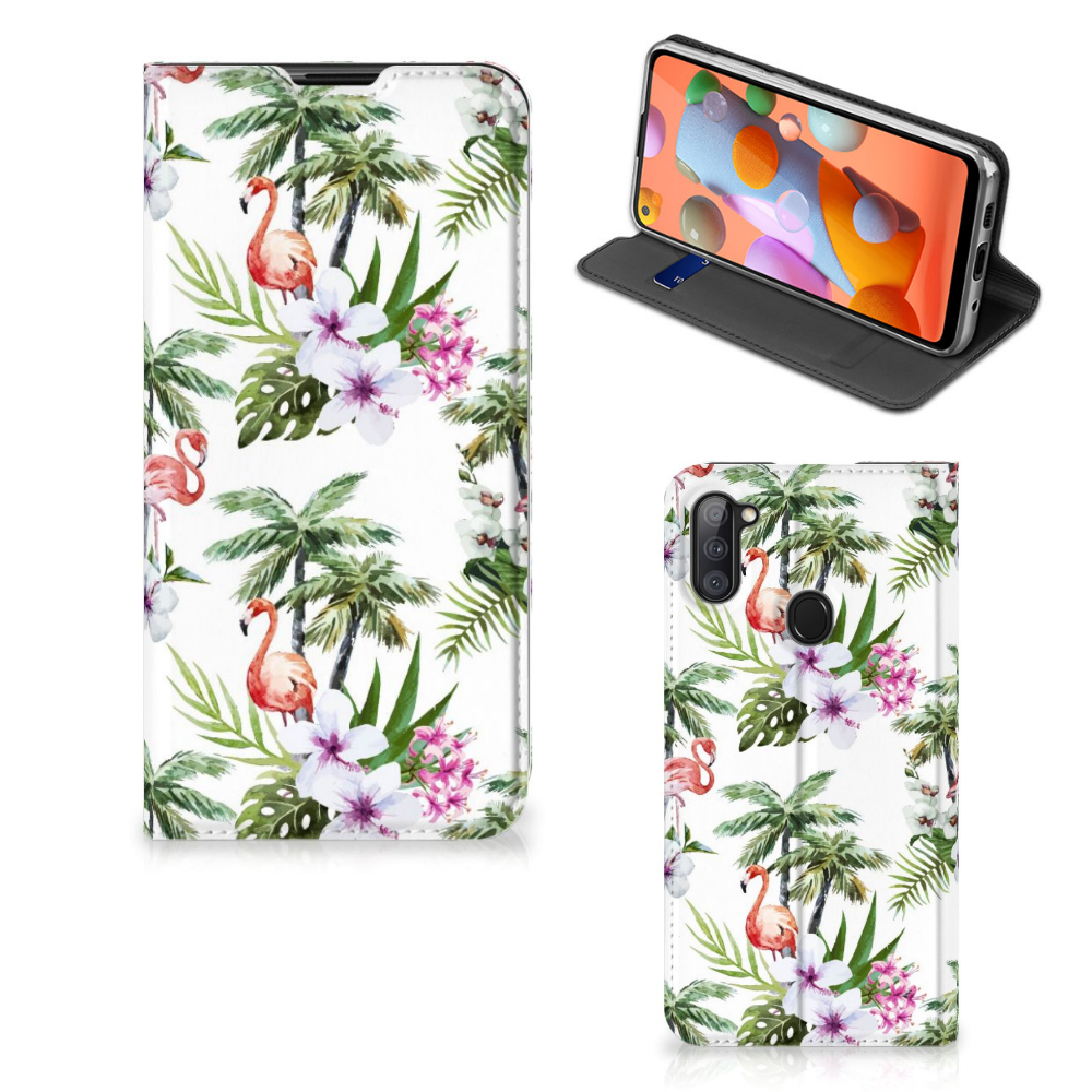 Samsung Galaxy M11 | A11 Hoesje maken Flamingo Palms - B2C Telecom