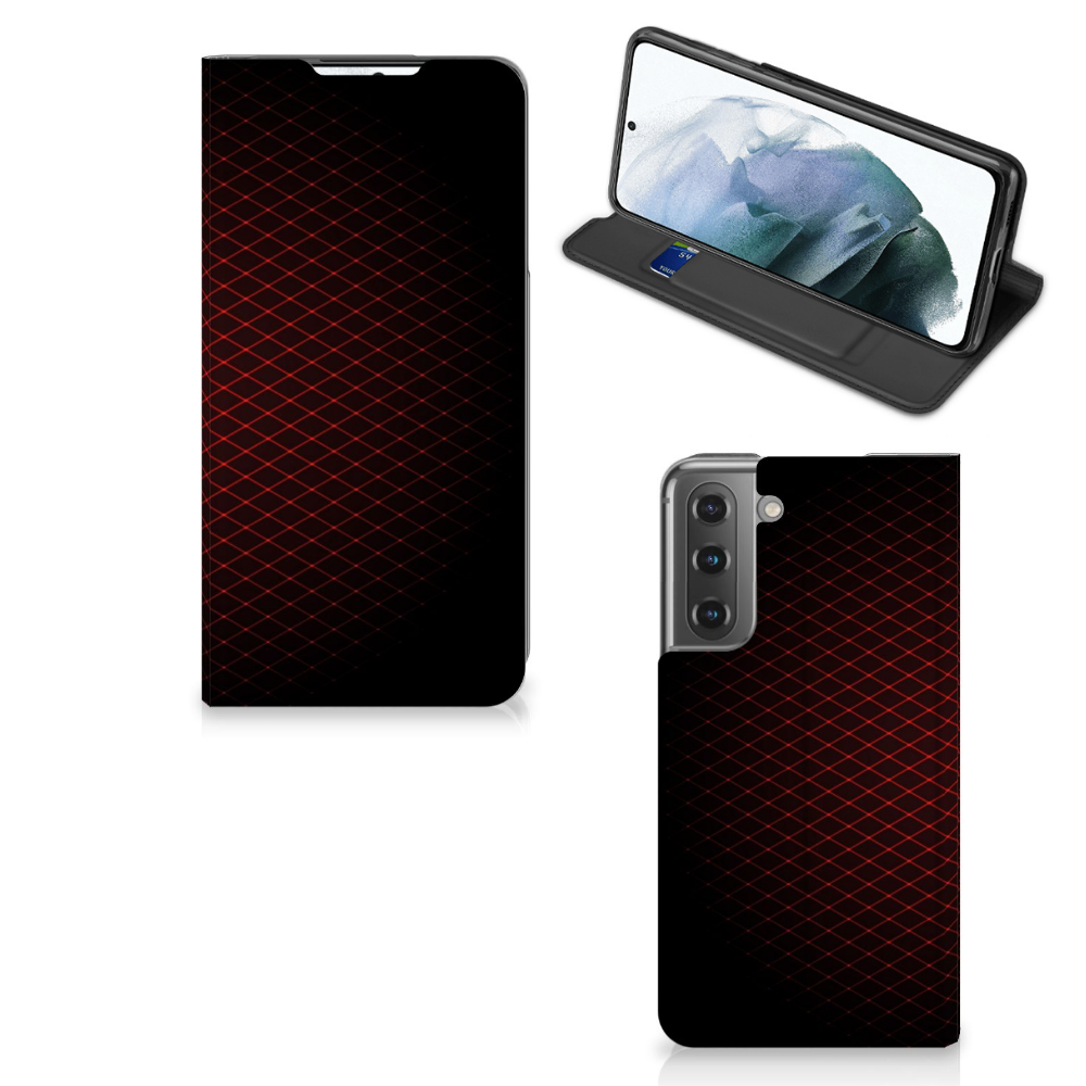 Samsung Galaxy S21 FE Hoesje met Magneet Geruit Rood - B2C Telecom