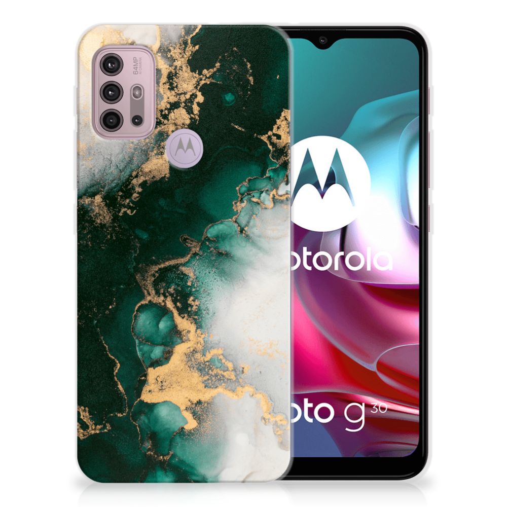 TPU Siliconen Hoesje voor Motorola Moto G30 | G10 Marmer Groen B2C Telecom