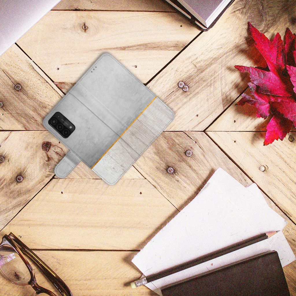 OPPO A54 5G | A74 5G | A93 5G Book Style Case Wood Concrete