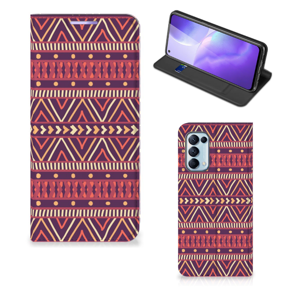 OPPO Find X3 Lite Hoesje met Magneet Aztec Paars - B2C Telecom