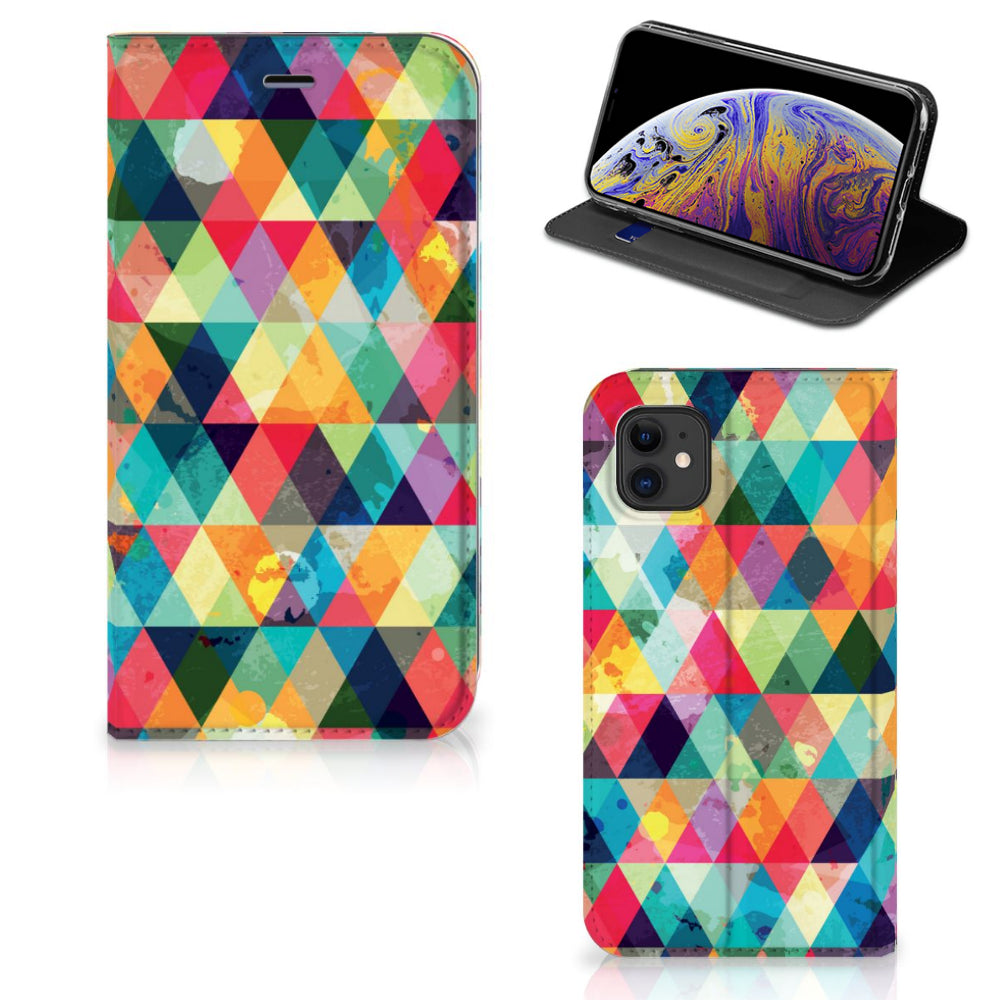 Apple iPhone 11 Hoesje met Magneet Geruit