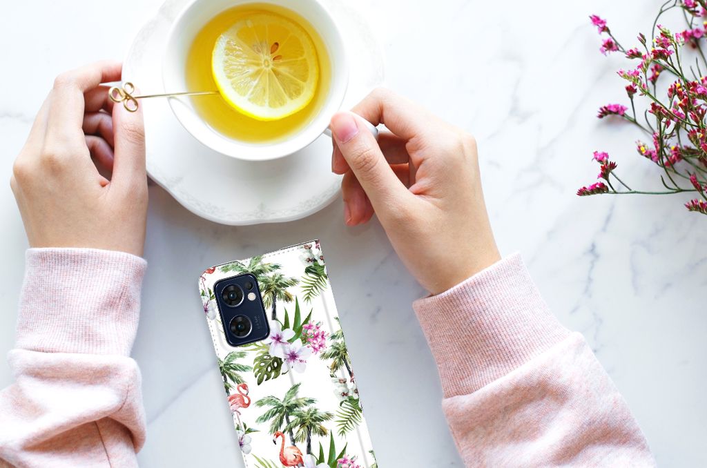 OPPO Find X5 Lite | Reno7 5G Hoesje maken Flamingo Palms - B2C Telecom