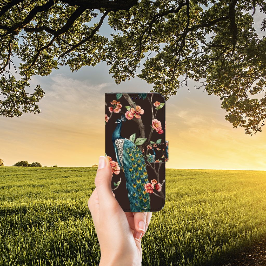 OnePlus Nord CE 2 Telefoonhoesje met Pasjes Pauw met Bloemen