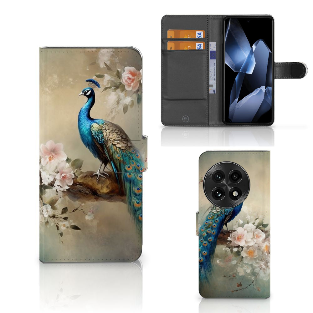 Telefoonhoesje met Pasjes voor OnePlus 13 Vintage Pauwen
