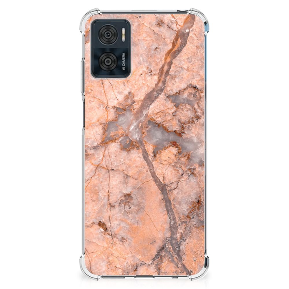 Motorola Moto E22 | E22i Anti-Shock Hoesje Marmer Oranje B2C Telecom