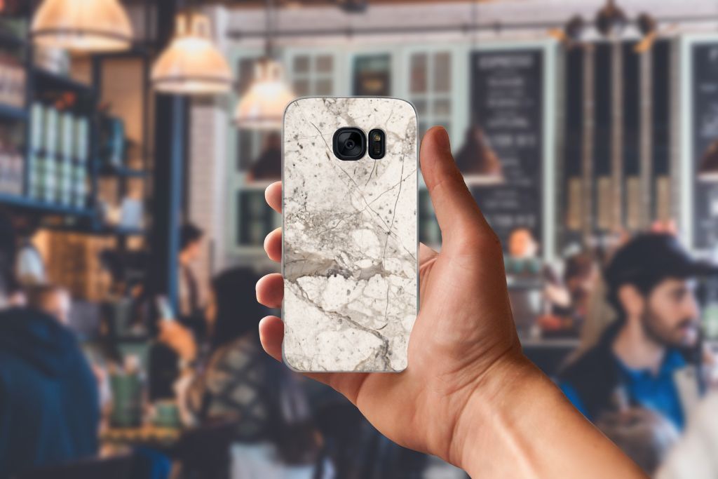 Samsung Galaxy S7 TPU Siliconen Hoesje Marmer Beige