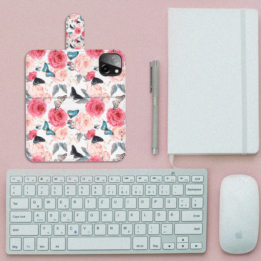 iPhone 13 Mini Hoesje Butterfly Roses