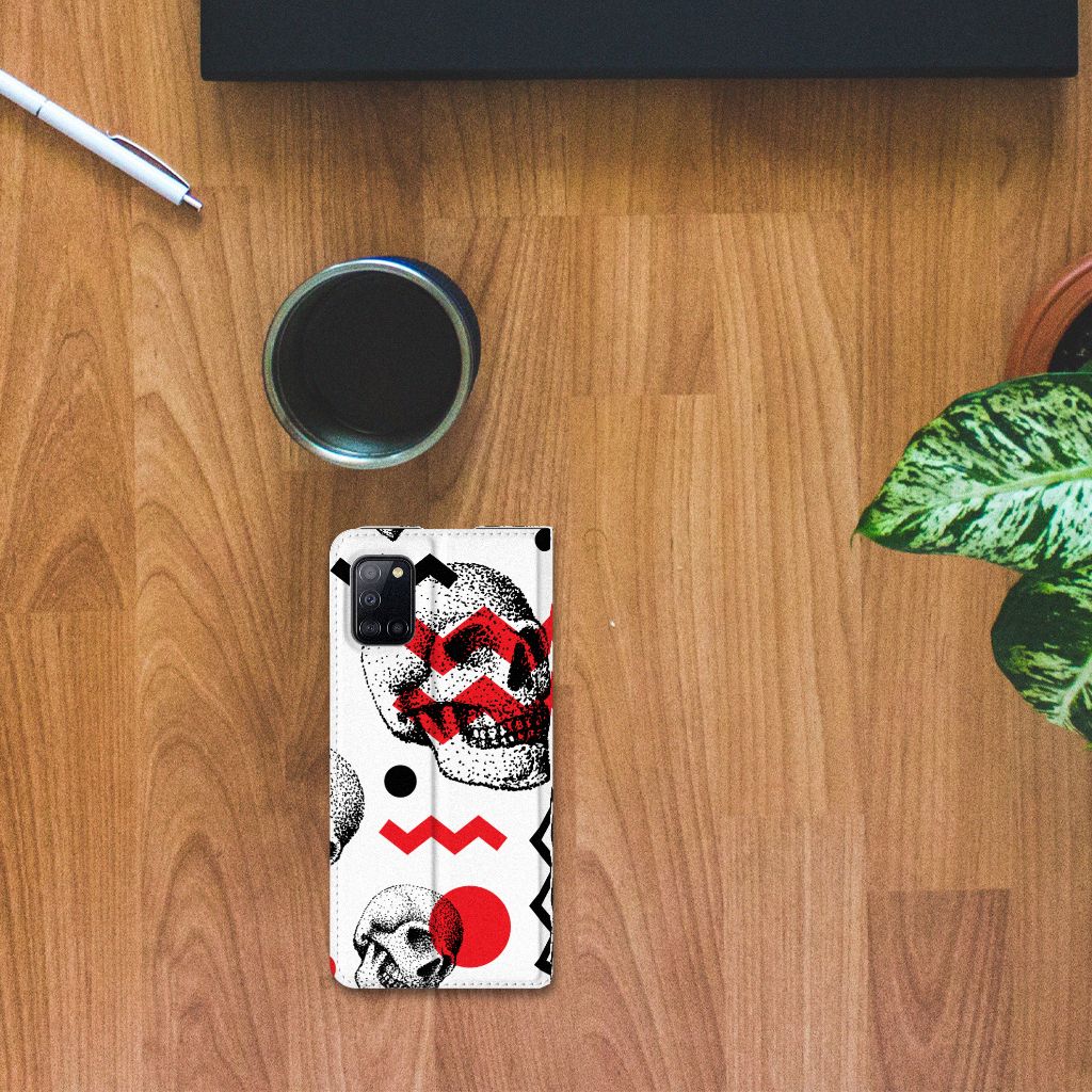 Mobiel BookCase Samsung Galaxy A31 Skull Red - B2C Telecom