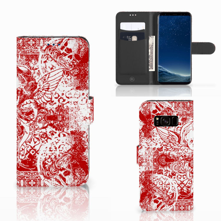 Telefoonhoesje met Naam Samsung Galaxy S8 Angel Skull Rood