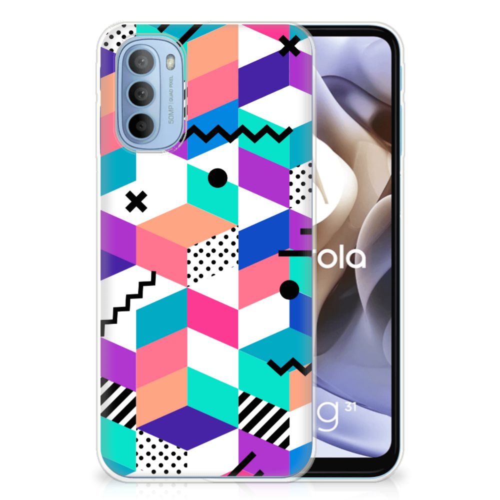 Motorola Moto G31 | G41 TPU Hoesje Blokken Kleurrijk