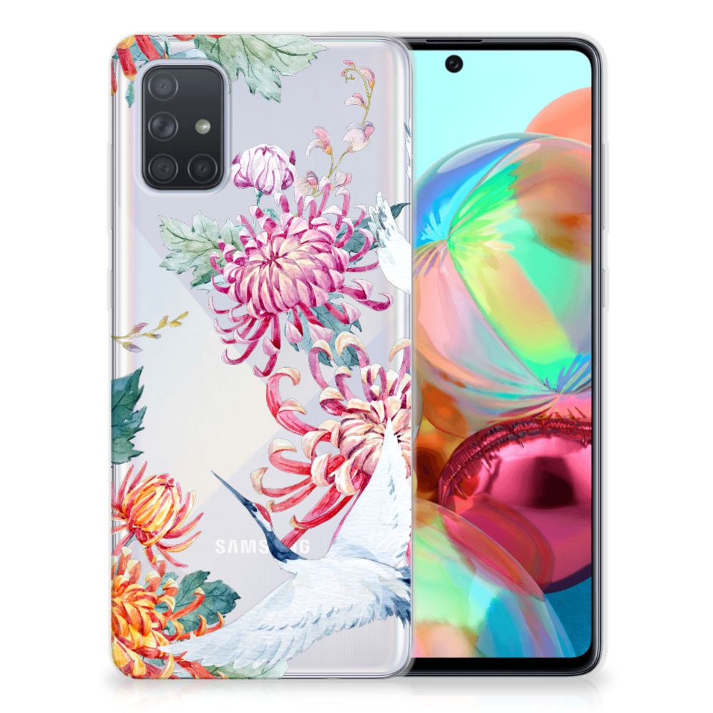 Samsung Galaxy A71 TPU Hoesje Bird Flowers B2C Telecom