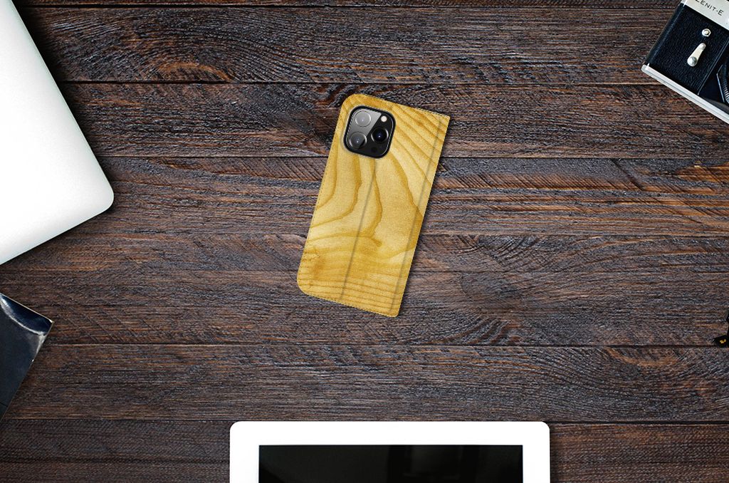 iPhone 14 Pro Max Book Wallet Case Licht Hout - B2C Telecom
