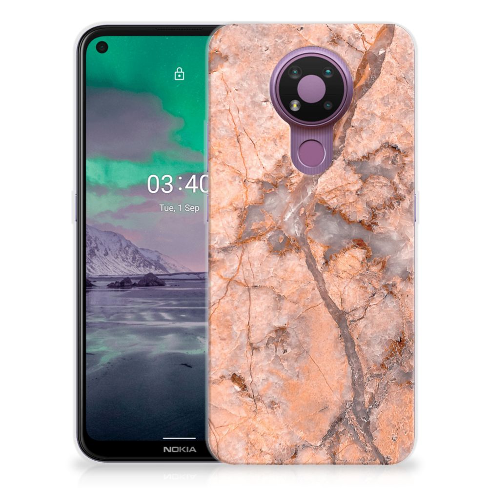 Nokia 3.4 TPU Siliconen Hoesje Marmer Oranje B2C Telecom