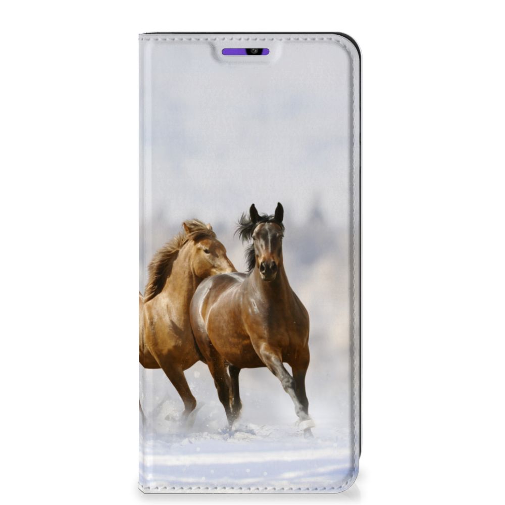 Samsung Galaxy A22 4G | M22 Hoesje maken Paarden met rennende paardenprint op een smartphonehoesje.