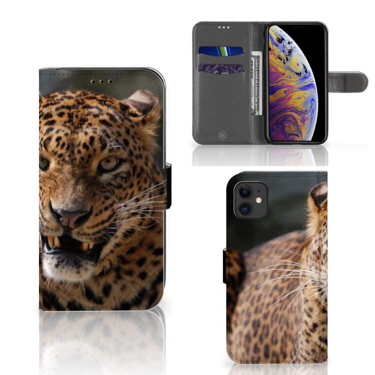 Apple iPhone 11 Telefoonhoesje met Pasjes Luipaard