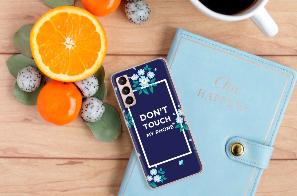 Samsung Galaxy S21 Silicone-hoesje Flowers Blue DTMP B2C Telecom
