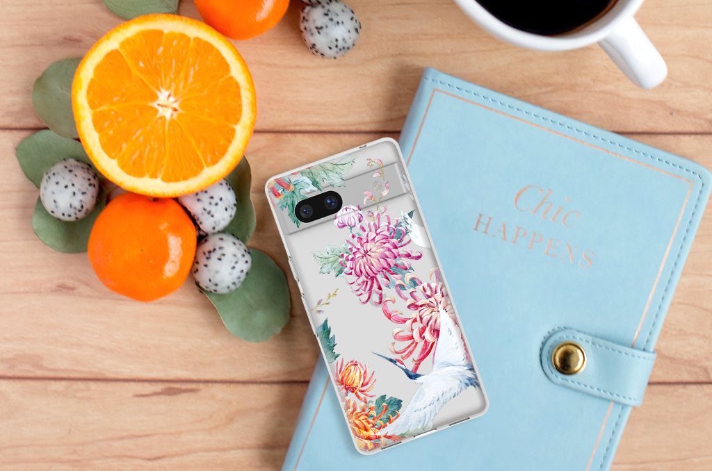 Google Pixel 7A TPU Hoesje Bird Flowers B2C Telecom