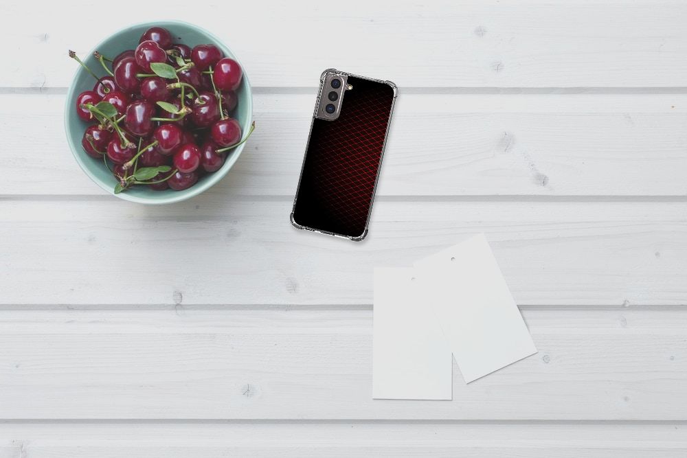 Samsung Galaxy S21 Doorzichtige Silicone Hoesje Geruit Rood B2C Telecom