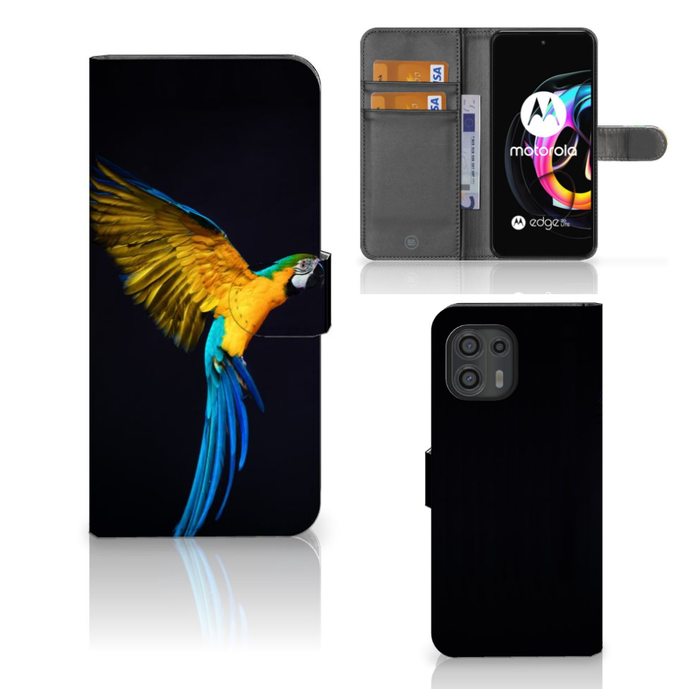 Motorola Edge 20 Lite Telefoonhoesje met Pasjes Papegaai