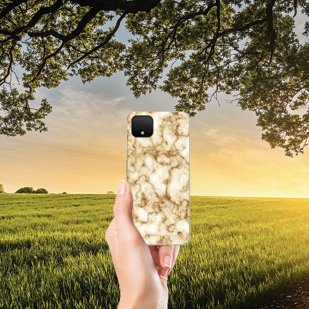 Google Pixel 4 XL TPU Siliconen Hoesje Marmer Goud B2C Telecom
