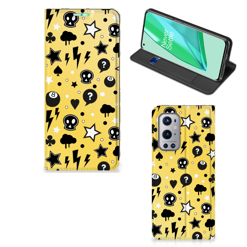 Mobiel BookCase OnePlus 9 Pro Punk Geel - B2C Telecom