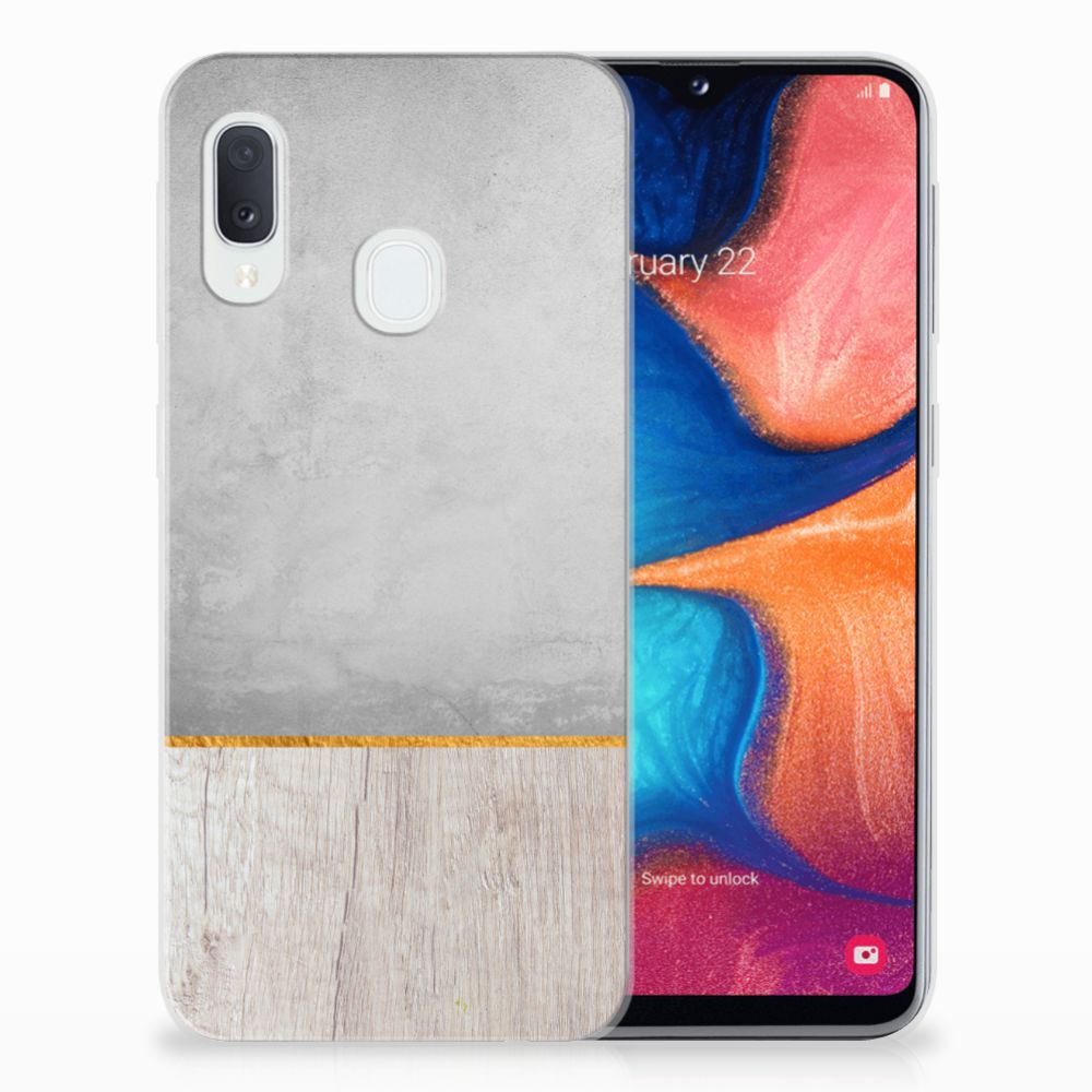 Samsung Galaxy A20e Bumper Hoesje Wood Concrete