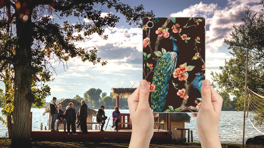 Samsung Galaxy Tab A8 2021/2022 Back Case Pauw met Bloemen - B2C Telecom