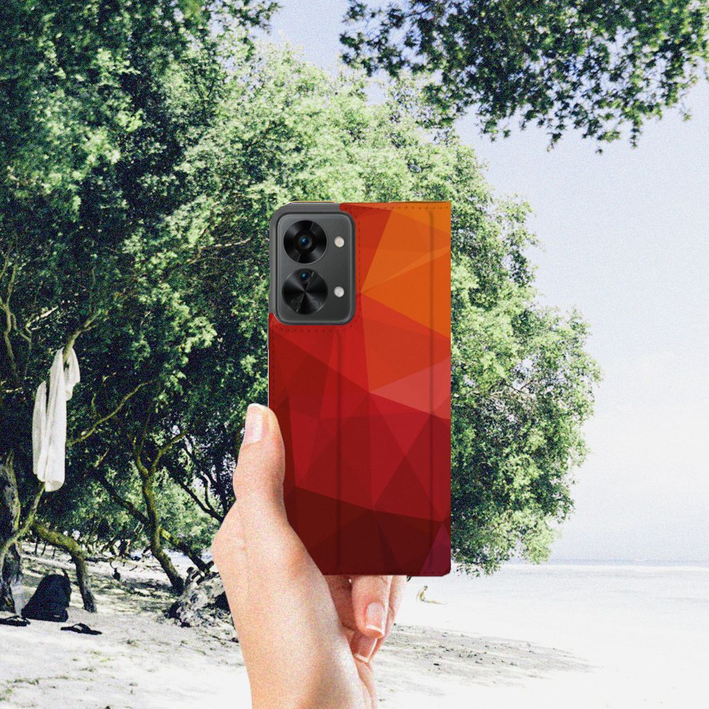 Stand Case voor OnePlus Nord 2T Polygon Red - B2C Telecom