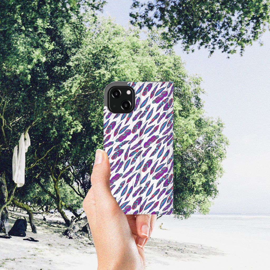 iPhone 13 Hoesje met Magneet Feathers Color