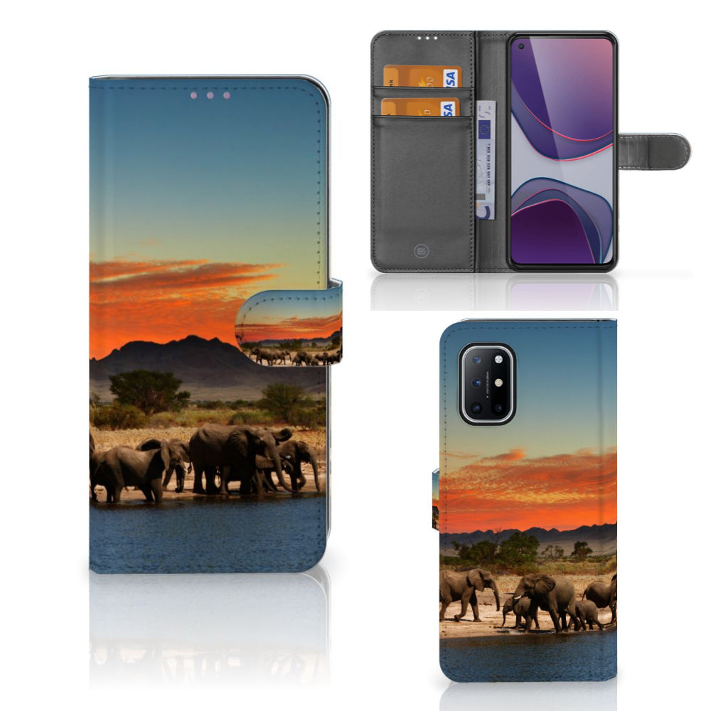 OnePlus 8T Telefoonhoesje met Pasjes Olifanten