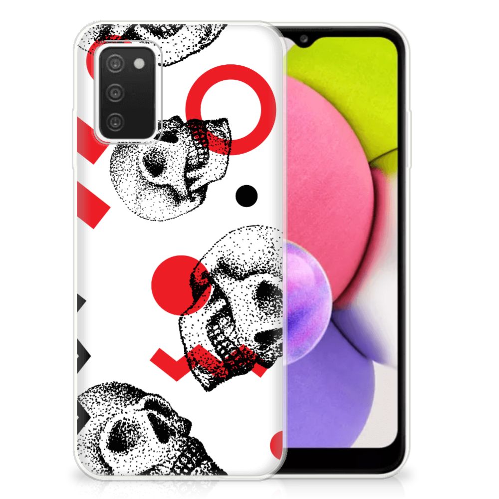 Silicone Back Case Samsung Galaxy A03S Skull Red B2C Telecom
