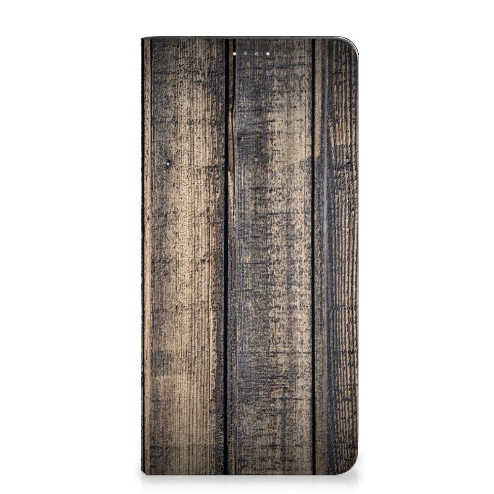 Samsung Galaxy A14 4G Book Wallet Case Steigerhout met een design van steigerhout uitstralingen.