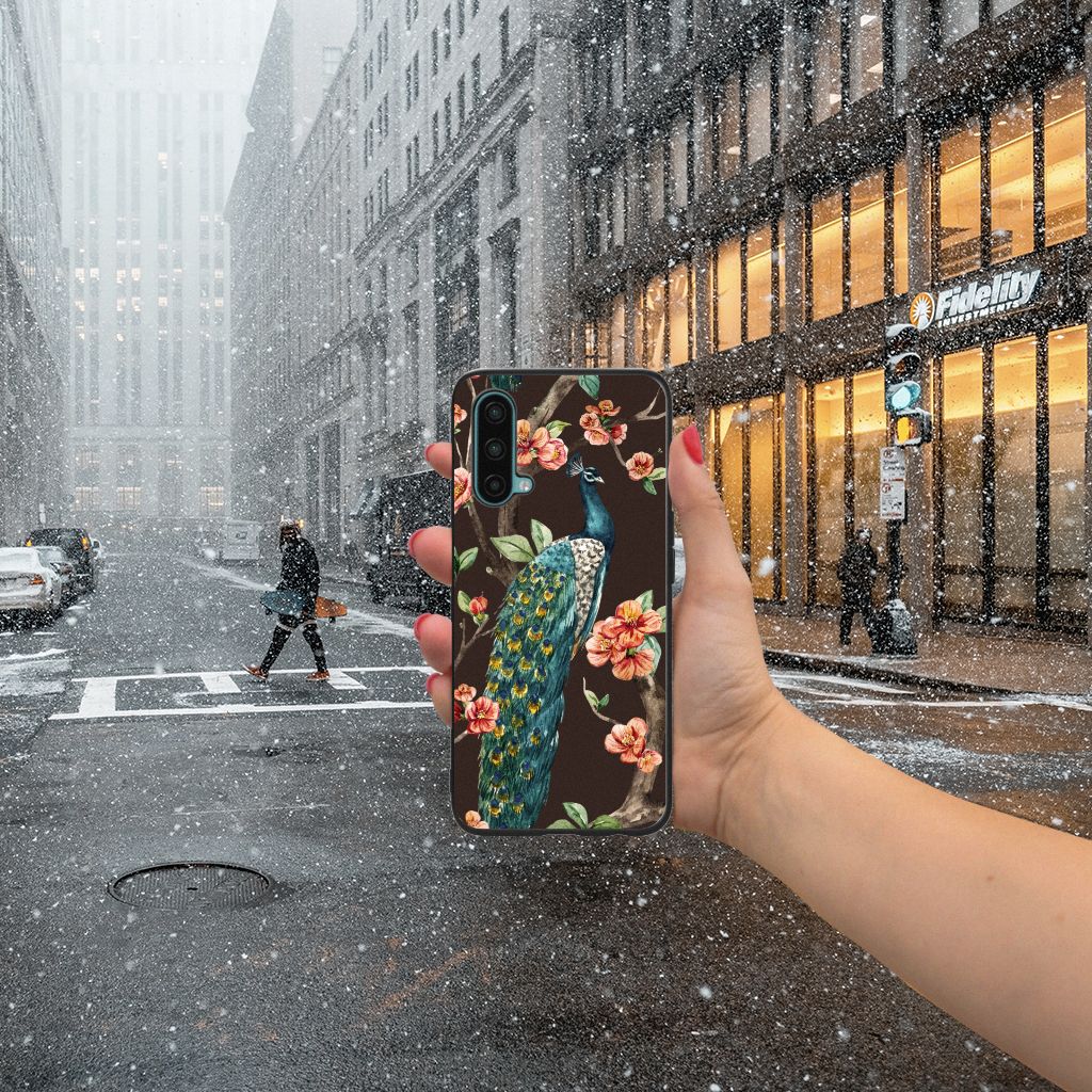 OnePlus Nord CE 5G Dierenprint Telefoonhoesje Pauw met Bloemen B2C Telecom