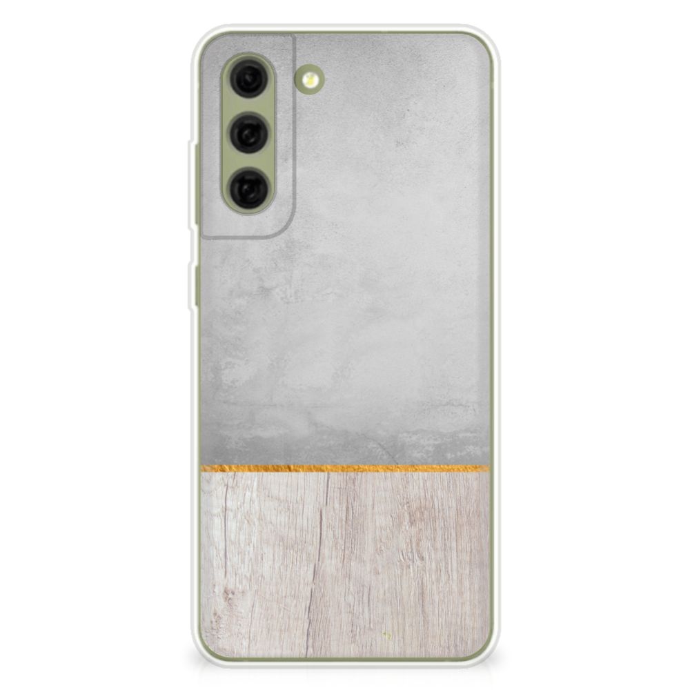 Samsung Galaxy S21FE Bumper Hoesje Wood Concrete