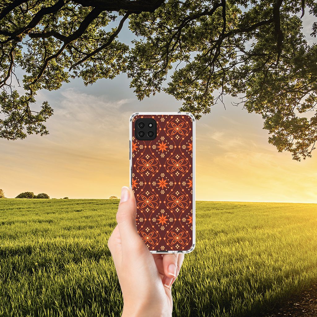 Samsung Galaxy A22 5G Doorzichtige Silicone Hoesje Batik Brown B2C Telecom