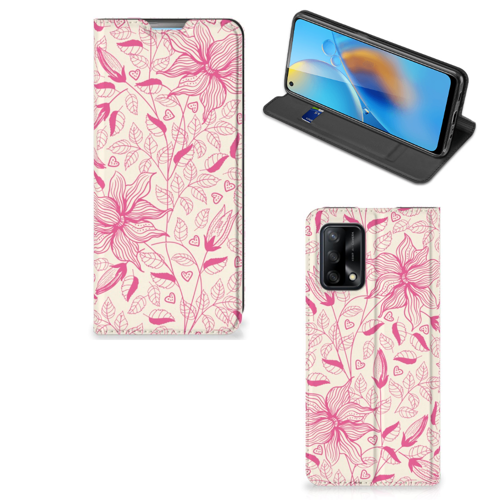 OPPO A74 4G Smart Cover Pink Flowers - B2C Telecom